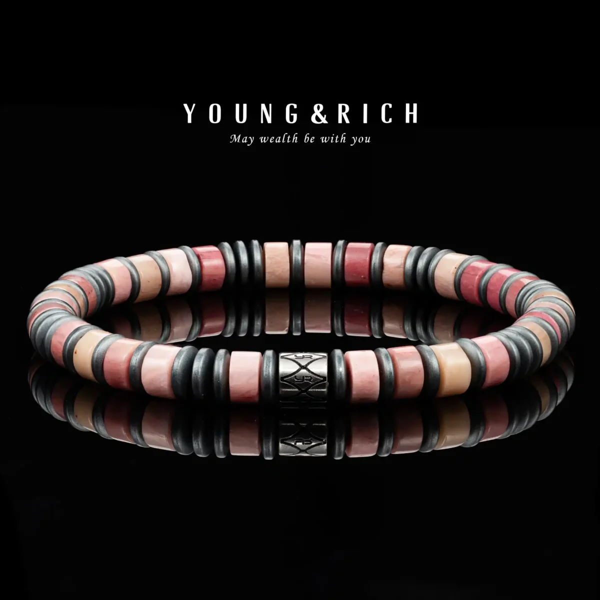 Rhodochrosite Beaded Bracelet (6mm) - Image 5