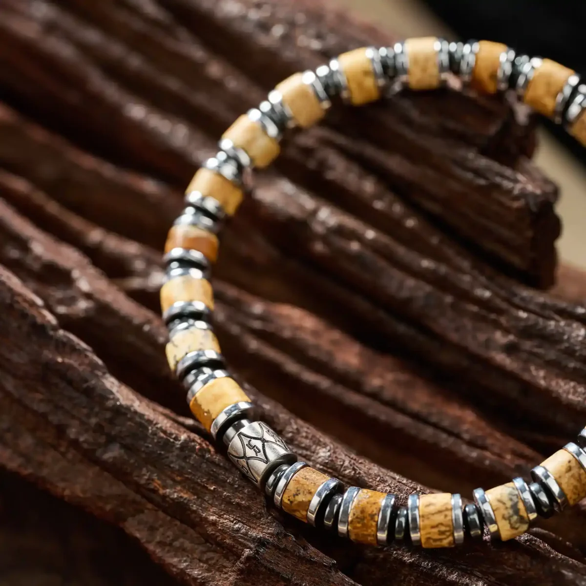 Pictorial Stone Beaded Bracelet (6mm) - Image 3