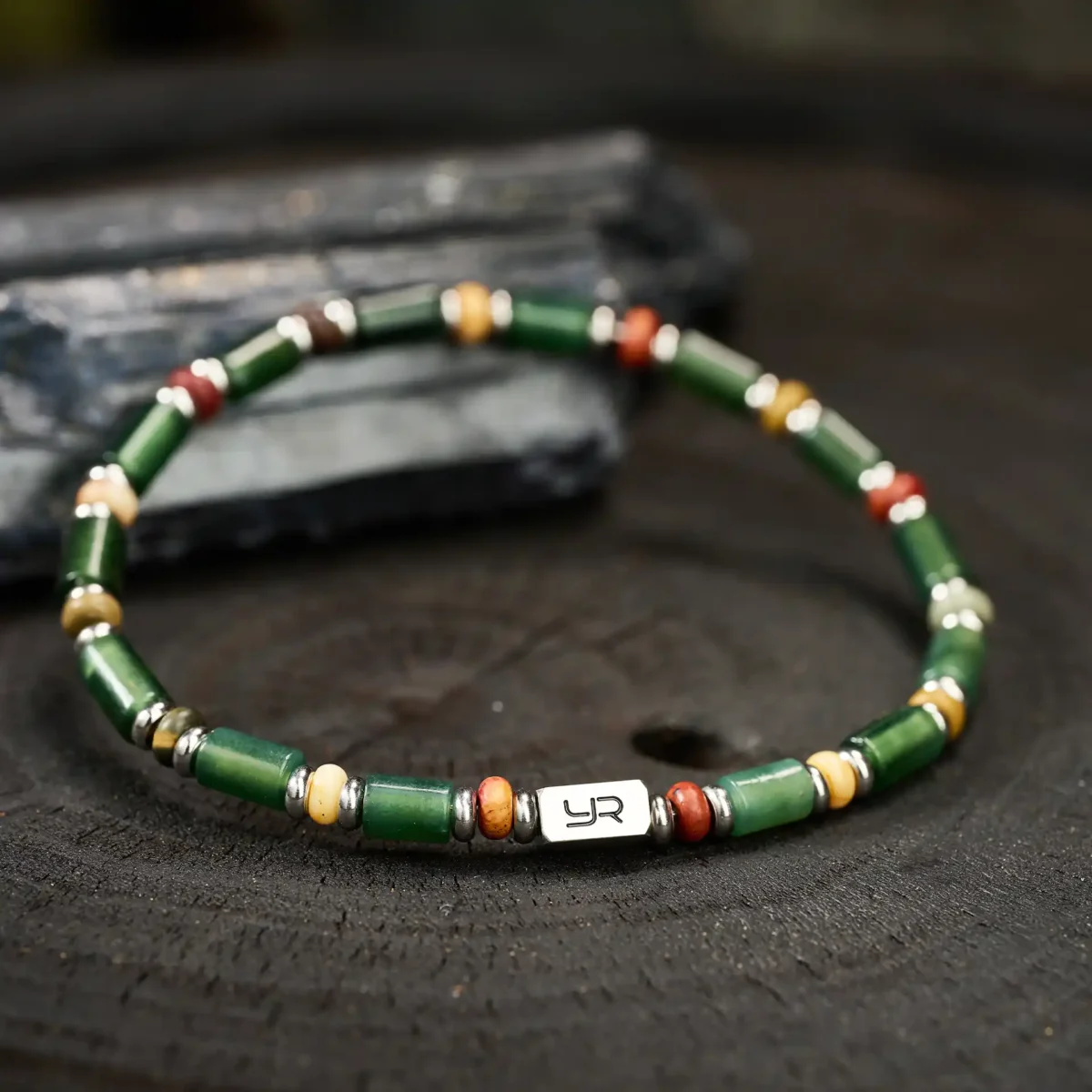 Green Xiuyan Jade Beaded Bracelet (6mm) - Image 4