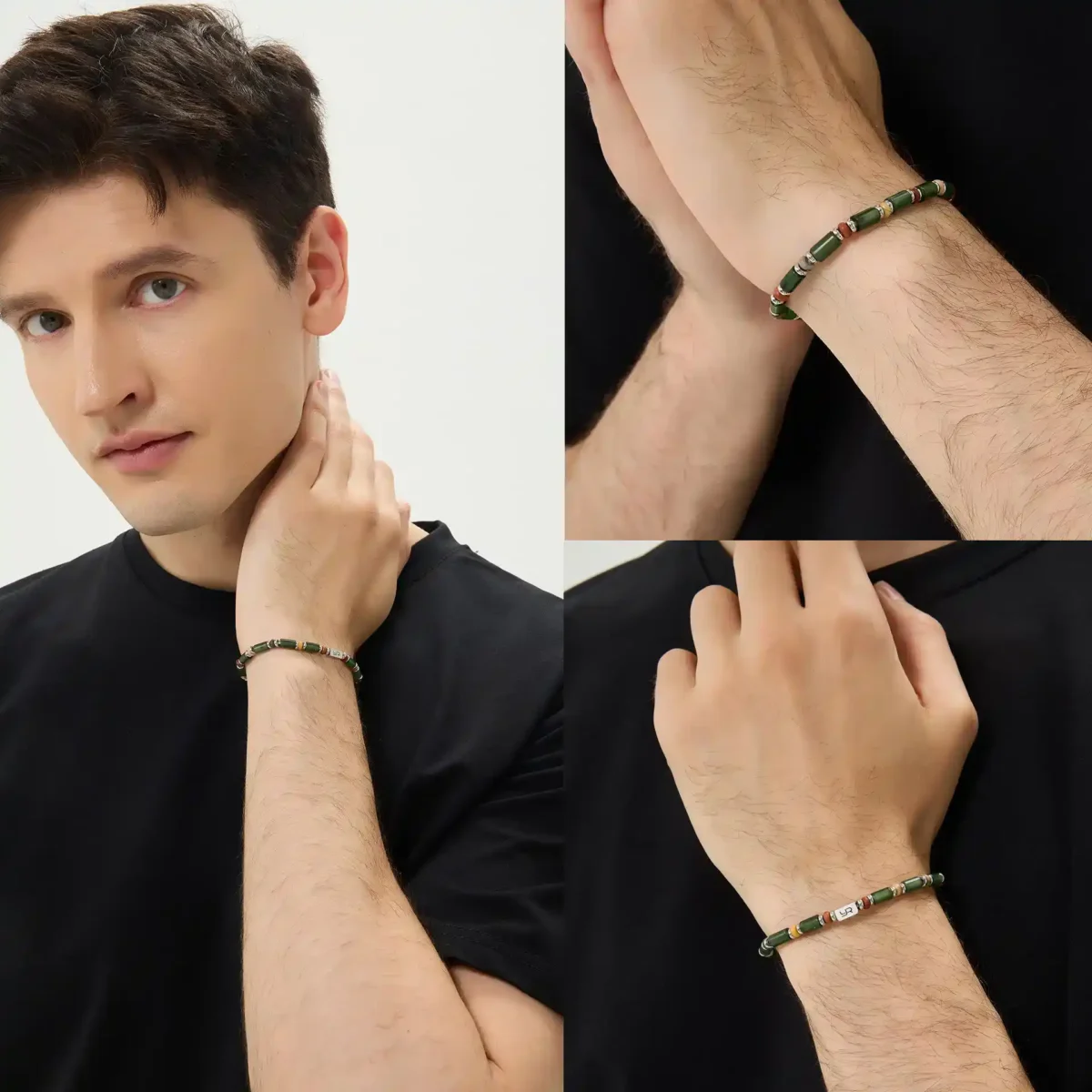 Green Xiuyan Jade Beaded Bracelet (6mm) - Image 6